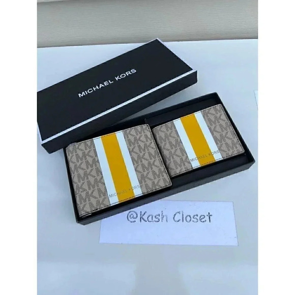 Michael kors Men Wallet Card Case Gift box set Butter - Picture 4 of 8
